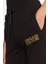 Kadın Regular Fit Nakışlı Yazı Logolu Paçası Lastikli Eşofman Altı - Siyah/altın Sarısı 5