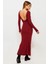 Kadın Bordo U Yaka Maxi Elbise EY1129 2