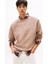 Erkek Rahat Kalıp Waffle Dokulu Sweatshirt - Bej 1