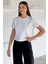 Kadın Şerit Desenli Bisiklet Yaka Tişört P-00018593 1