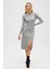 Zaira Mini Saç Örgü Desenli, Yırtmaçlı Elbise - Gri Melanj 1