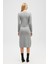 Zaira Mini Saç Örgü Desenli, Yırtmaçlı Elbise - Gri Melanj 7