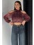 Iç Astarlı Omuz Dekolteli Kadın Crop Top Şifon Bluz P-00018952 2
