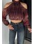 Iç Astarlı Omuz Dekolteli Kadın Crop Top Şifon Bluz P-00018952 3
