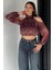 Iç Astarlı Omuz Dekolteli Kadın Crop Top Şifon Bluz P-00018952 4