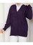 Işleme Detaylı Düğmeli Mor Hırka 1