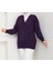 Işleme Detaylı Düğmeli Mor Hırka 4