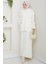 Kapüşonlu Tunik Elbise Triko Takım 1645 - Beyaz 1