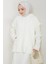 Kapüşonlu Tunik Elbise Triko Takım 1645 - Beyaz 4