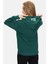 Eartha Koyu Yeşil Kapüşonlu Baskılı Loose Fit Kadın Sweatshirt 2