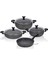 3819 Mastercook Tombik 7 Parça Granit Güveç Tencere Seti Siyah 1