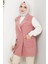 Kapak Cepli Düğmeli Yelek 1649 - Pembe 3