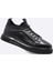 Hakiki Deri Sneaker Erkek Ayakkabı Siyah 9974 1