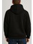 Siyah Baskısız Düz Içi Şardonlu Siyah Kapşonlu Sweatshirt 2