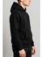 Siyah Baskısız Düz Içi Şardonlu Siyah Kapşonlu Sweatshirt 3
