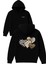 Çeşitli Desenli Kalpler Tasarım Baskılı Oversize Siyah Kapüşonlu Sweatshirt 1