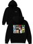 Çeşitli Karakterler Tasarım Baskılı Oversize Siyah Kapüşonlu Sweatshirt 1