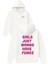 Girls Just Wanna Tasarım Baskılı Oversize Beyaz Kapüşonlu Sweatshirt 1
