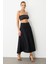 Korsajlı Büzgülü Uzun Etek-Siyah 2