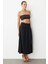 Korsajlı Büzgülü Uzun Etek-Siyah 4