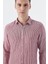 Bordo Comfort Fit Çizgilli %100 Keten Gömlek 3