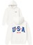 Usa Est 1776 Tasarım Baskılı Oversize Beyaz Kapüşonlu Sweatshirt 1