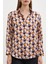 Kadın Uzun Kol Desenli Renkli Pamuk Saten Premium Kalite Spor Şık Gömlek 1