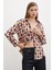 Kadın Uzun Kol Desenli Renkli Pamuk Saten Premium Kalite Spor Şık Gömlek 4