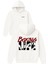 Boxing Life Tasarım Baskılı Oversize Beyaz Kapüşonlu Sweatshirt 1