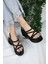 Kadın Paris Kalın Taban 9 cm Ortopedik Sandalet Siyah 2