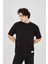 Unisex Jakar Kumaş Rahat Kol T-Shirt - Siyah 1