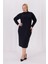 Kadın Siyah Balıkçı Yaka Esnek Burgu Triko Büyük Beden Elbise 2