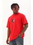 Unisex Oversize Baskılı Bisiklet Yaka T-Shirt - Kırmızı 3