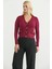 Cep Detaylı Düğmeli Triko Hırka - Bordo 2