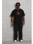 Unisex Oversize Baskılı Bisiklet Yaka T-Shirt - Siyah 1