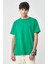 Unisex Düz Biskilet Yaka Oversize T-Shirt - Yeşil 1