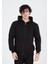 Unisex Tam Fermuarlı Kapşonlu Sweatshirt - Siyah 4