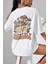 Unisex Baskılı Oversize T-Shirt - Beyaz 1
