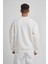 Unisex Biskilet Yaka Üç Iplik Sweatshirt - Beyaz 3