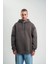 Double Oversize Kapşonlu Nakışlı Sweatshirt - Füme 1