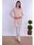 Pudra %100 Pamuk Sabahlıklı Hamile Lohusa Pijama Takımı 4