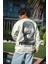 Kışlık Bisiklet Yaka Baskılı Sweatshirt - Beyaz 3
