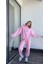 Nakış Işlemeli Üç Iplik Sweat Takım- Pembe 5