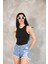 Kadın Kolsuz Badi Bluz - Siyah 4