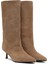 Kadın Bej İnce Topuklu Süet Deri Çizme 25AFD490510 6