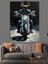 Parlak Işıklarla Motosiklet Süren Adam Dekoratif Kanvas - Mdf Ahşap Tablo 1