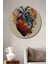 Dekoratif Ahşap Yuvarlak Tablo Çiçekli Kalp 1