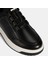 Erkek Siyah Lastik Bağcıklı Deri Sneaker 5