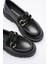 Kadın Deri Loafer Oxford Kalın Comfort Tabanlı Toka Detaylı Siyah Auren 4