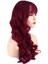 Dalgalı Perçemli Uzun Fiber Sentetik Peruk - Kızıl 3